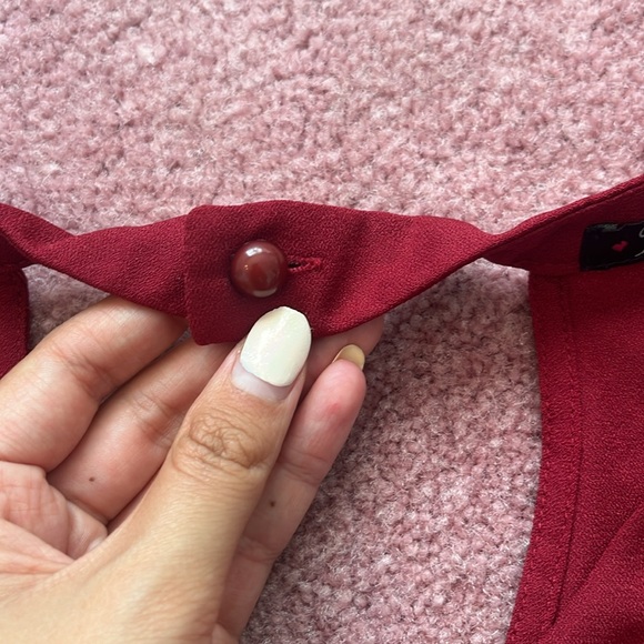 Red Romper with Belt and Pockets Size S - Picture 4 of 7